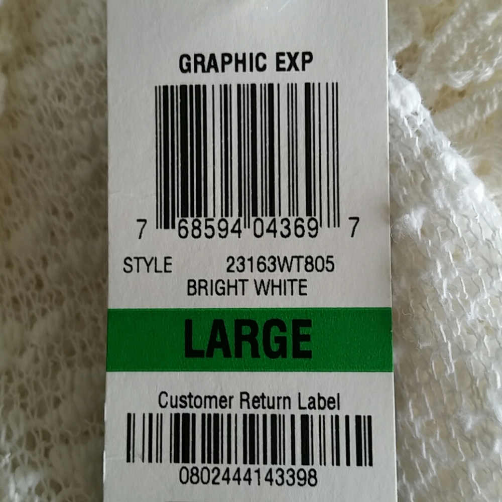 Style & Co. White Lightweight Opene Knit Crotchet Cotton Blend Cardigan Sz Large - Picture 8 of 8